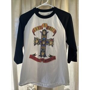 Guns N Roses White Raglan 3/4 sleeve   Appetite For‎ Destruction men's sz Medium